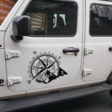 Mountains Compass Rose Vinyl Decal, Nautical Compass (Hood or Window)