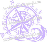 Ocean Compass Rose Vinyl Decal, Nautical Compass (Hood or Window)