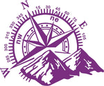 Mountains Compass Rose Vinyl Decal, Nautical Compass (Hood or Window)