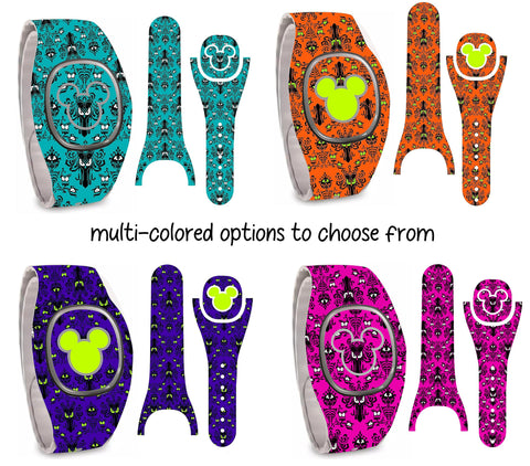 Haunted Ghost Wallpaper Vinyl Skin Decal Wrap for YOUR Magic Band (Purple, Orange, Teal or Dark Pink Options)