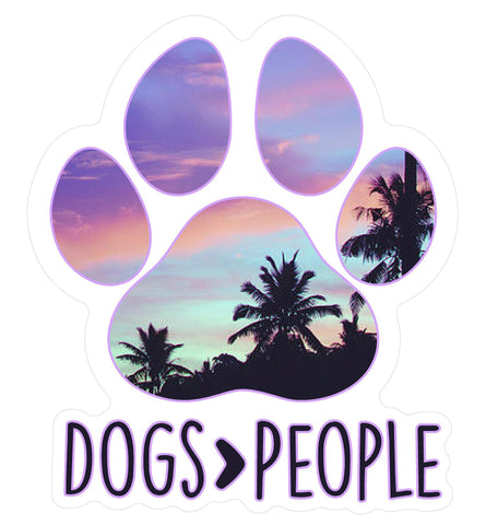 Dogs > People / Sunset Beach WaterProof Vinyl Sticker