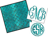 Mermaid Pattern  / 3" Tall Personalized Monogram Vinyl Decal Sticker