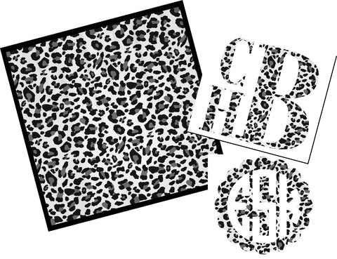 Monogram Decal - Snow Leopard | Animal Printed Pattern Monogram Vinyl Decal Sticker