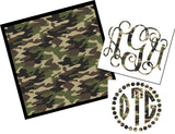 Monogram Decal - Woodlands Camoflauge Monogram Vinyl Decal Sticker