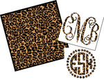 Brown Leopard Monogram Vinyl Decal Sticker | Animal Printed Pattern