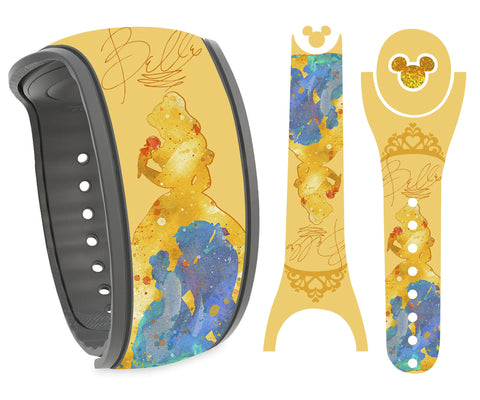 Golden Princess Watercolor Wrap Magic Band Skin Vinyl Decal Wrap Compatible with MagicBand 2