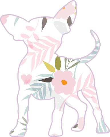 Floral Chihuahua Vinyl Sticker WaterProof Vinyl Sticker