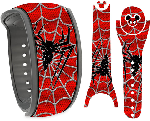 Red Spider Web / Spidey Wrap Magic Band Skin Vinyl Decal Wrap Compatible with MagicBand 2