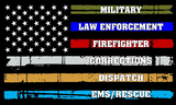 Thin Line; Support with Colored Ears - Magic Band Skin Vinyl Decal ~ Fire, Police, Military, Dispatch Corrections