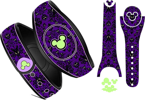 Haunted Ghost Wallpaper with Matching GLOW IN DARK Ears Wrap Magic Band Mansion Skin Vinyl Decal Wrap Compatible with MagicBand 2