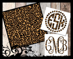 Brown Leopard Monogram Vinyl Decal Sticker | Animal Printed Pattern