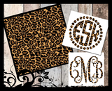 Brown Leopard Monogram Vinyl Decal Sticker | Animal Printed Pattern