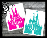 Personalized Castle Monogram - Personalized Script Initals; Vinyl Decal Sticker