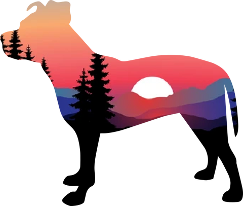 Pitbull, Mountians & Sunset WaterProof Vinyl Sticker