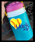 4.5" tall Softball Personalized Monogram Vinyl Decal Sticker