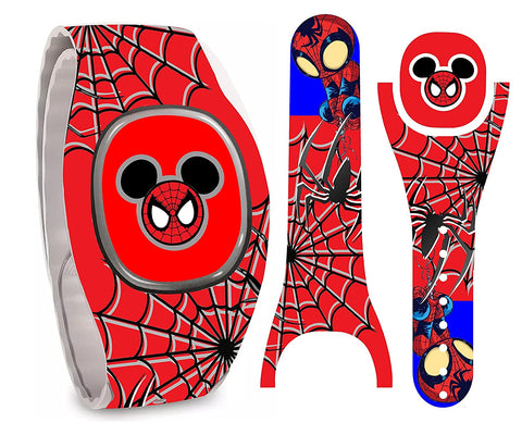 Webbed Superhero Magic Band + Skin Vinyl Decal Wrap Compatible with MagicBand+ (New 2022 Release)