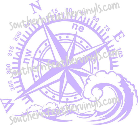 Ocean Compass Rose Vinyl Decal, Nautical Compass (Hood or Window)