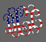 Monogram Decal - American Flag - America Stars and Stripes Proud Free Land