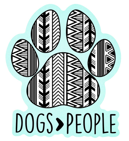 Dogs > People / Aztec Pattern WaterProof Vinyl Sticker