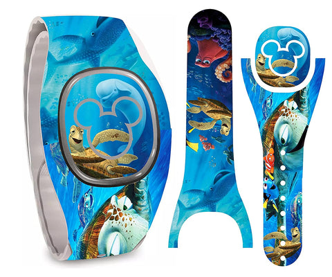 Friends/Turtles & Sea Life Magic Band + Skin Vinyl Decal Wrap Compatible with MagicBand+ (New 2022 Release)